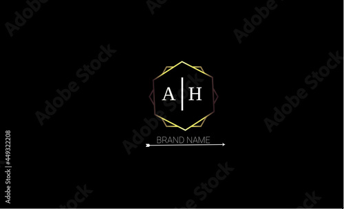 AH is a unique logo with a peasant design and royal golden color with black background.