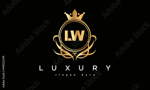 LW royal premium luxury logo with crown 