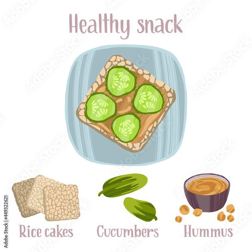 Delicious ready dish with ingredients in flat style with dry brush texture.