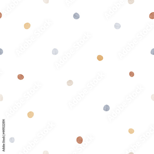 Beautiful winter seamless pattern with hand drawn watercolor cute drops. Stock illustration.