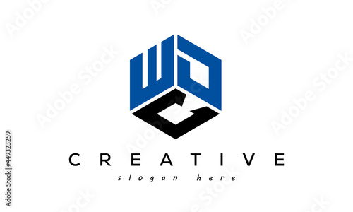 WDC letters creative logo with hexagon	 photo