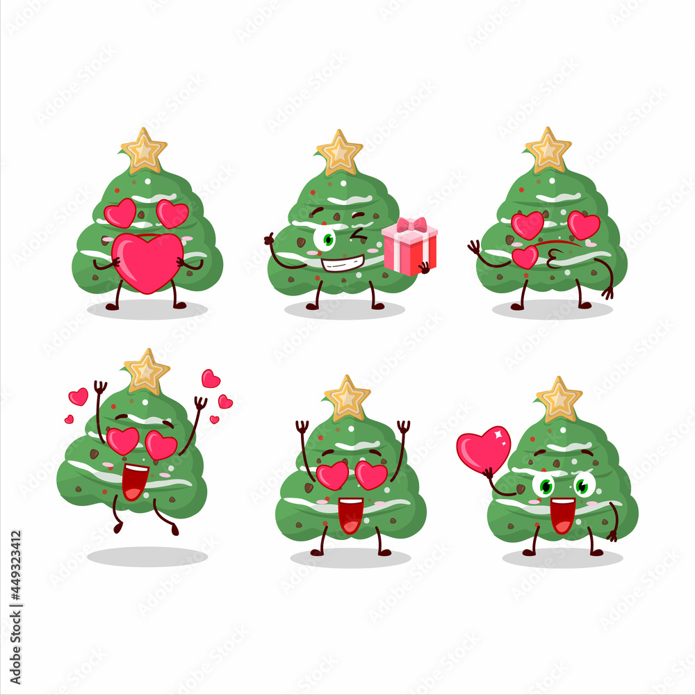 Fototapeta premium Buttercream christmas cartoon character with love cute emoticon