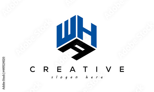 WHA letters creative logo with hexagon	 photo