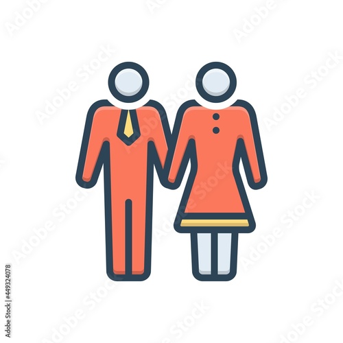 Color illustration icon for married