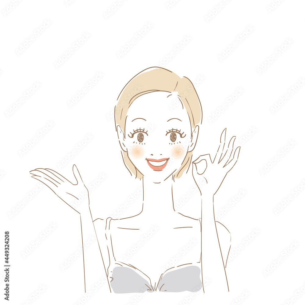説明をする女性 オーケー 説明をする女性 オーケー