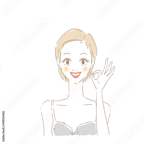 説明をする女性　オーケー