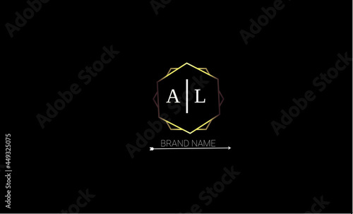 AL is a unique and a simple style logo with a royal golden color and black background with high quality. 