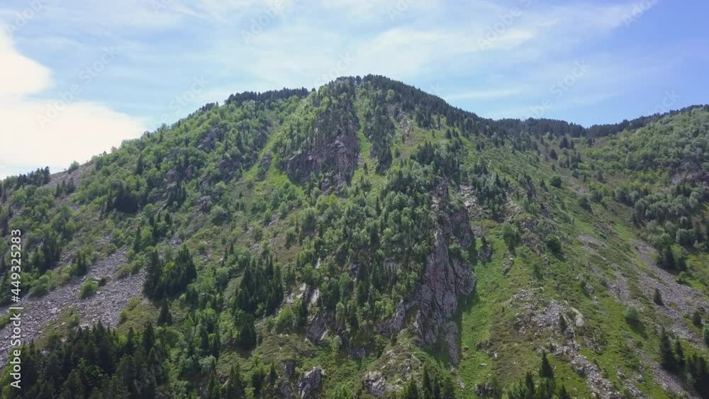Drone flying in the mountains, over streams Drone flying in the mountains, over streams
