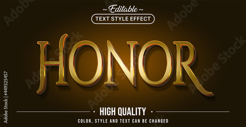 Editable text style effect - Golden Honor text style theme.