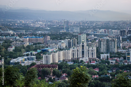 Almaty, Kazakhstan - July 2 2021: Evening view of the city of Almaty