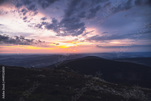 sunrise over the mountains in czech republic © vojta