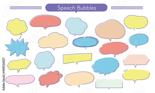 ふきだし、speech bubbles,吹き出し、ベクター素材 あしらい セット
