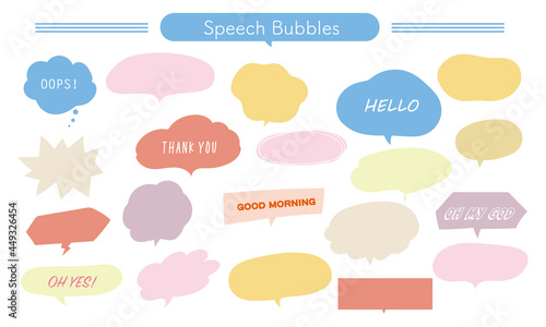 ふきだし、speech bubbles,吹き出し、ベクター素材　あしらい　セット