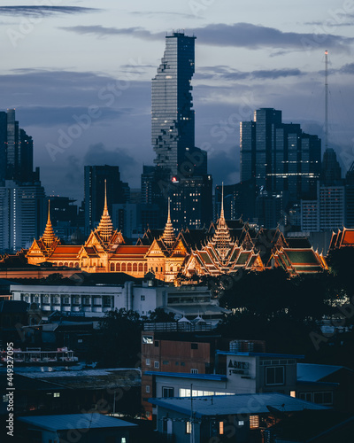 City scape view and temple of Bangkok