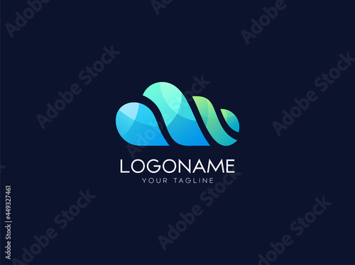 cloud colorful logo design vector template