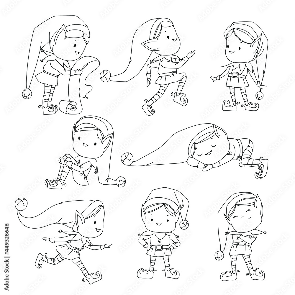 running christmas elf in contour on the white background
running christmas elf in contour on the white background