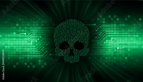 cyber hacker attack background, skull vector