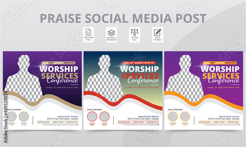 Best Praise Worship Revival Anniversary Conference Social Media Post and Event Online Flyer Layouts Template Design Pack.