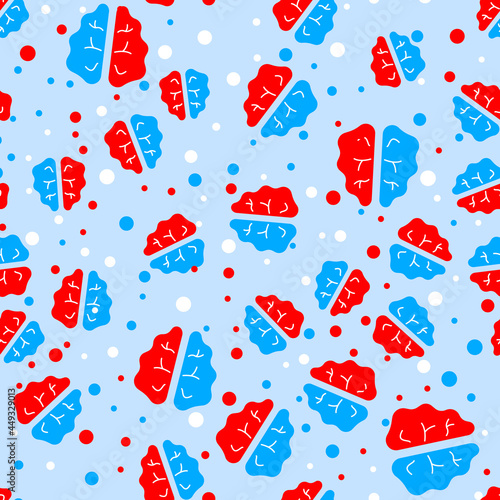 Brain seamless pattern. Medical concept. Background with cerebral hemispheres signs. Vector illustration science texture.