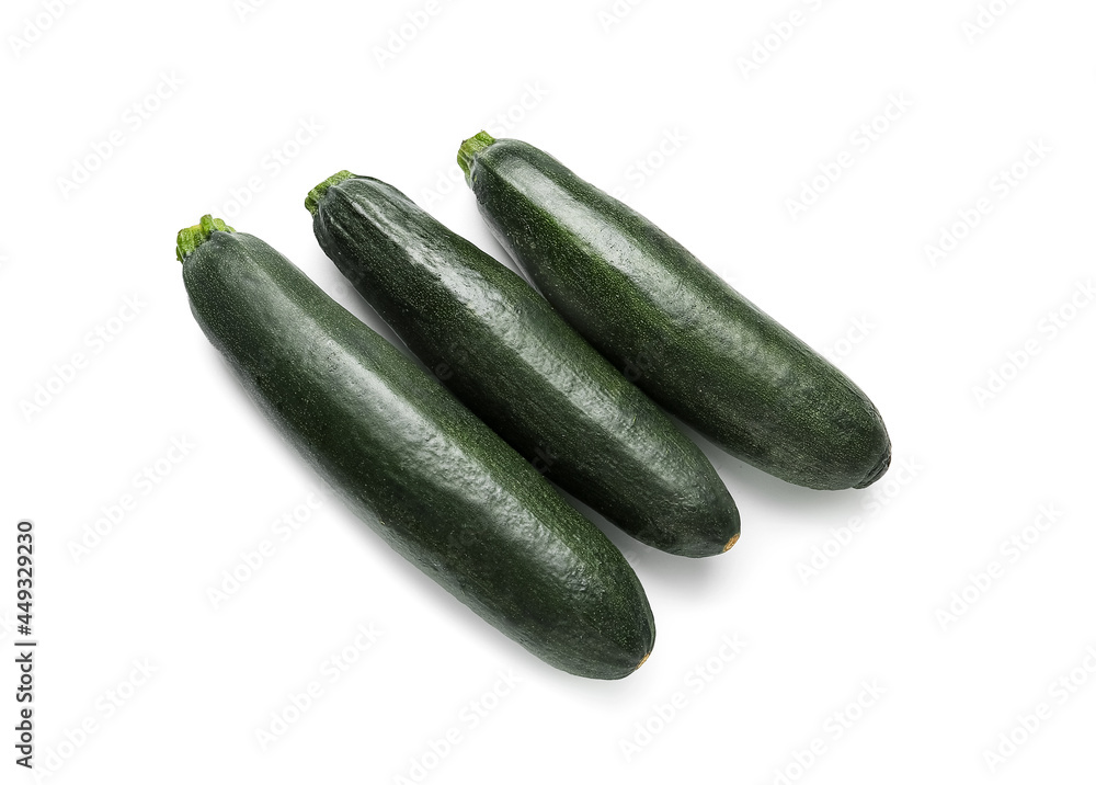 Fresh zucchini squashes on white background Fresh zucchini squashes on white background