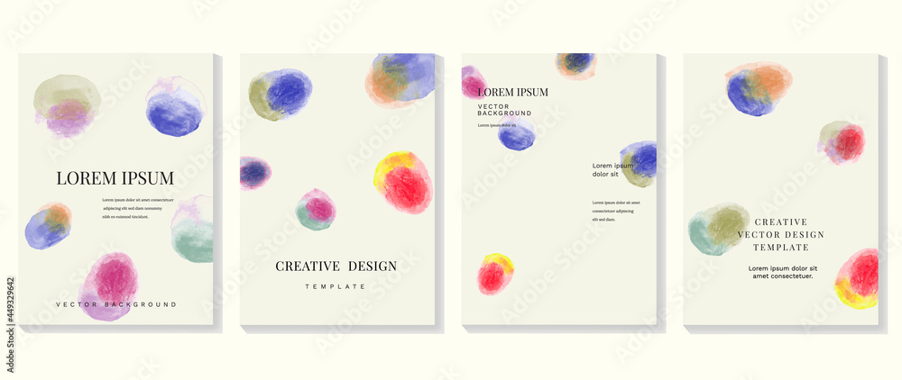 Creative cover design vector set. Watercolor book cover design ...