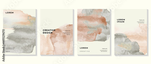 Creative cover design vector set. Watercolor book cover design, Abstract art design with colorful watercolor background. Can be use for poster, wall arts, magazine,  brochure , banner and website.