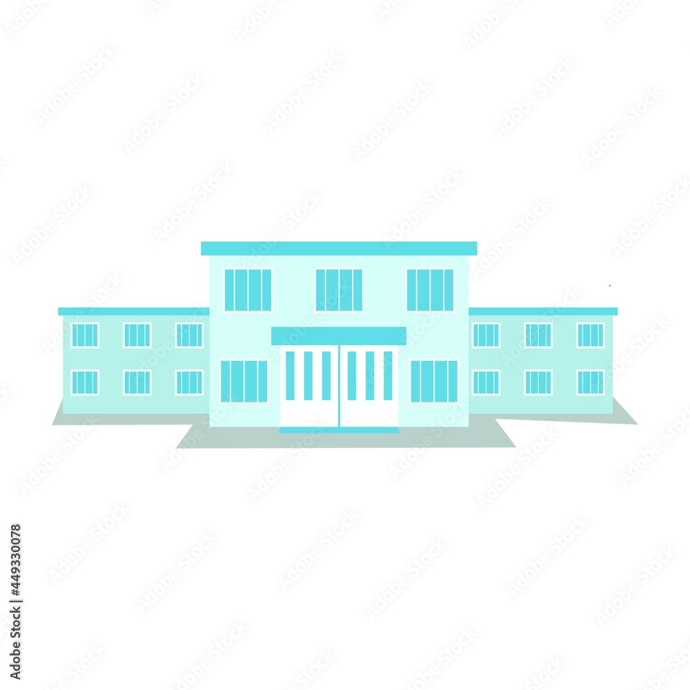 Illustration of a two-story building resembling a hospital. Vector object in flat style. Illustration of a two-story building resembling a hospital. Vector object in flat style.