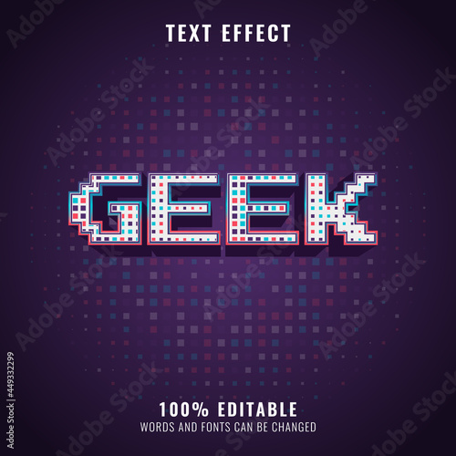colorful geek halftone retro pixel text effect photo