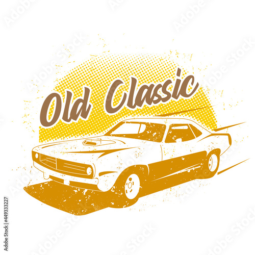 classic car vintage with grunt illustration vector.