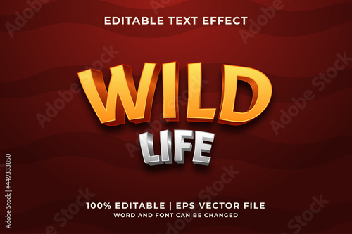 Wild Life Text Effect Premium Vector
