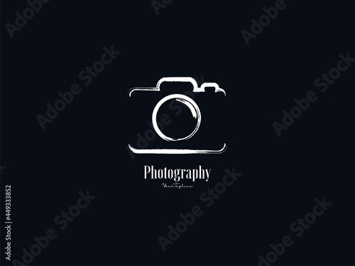camera logo icon with Vector Grunge style