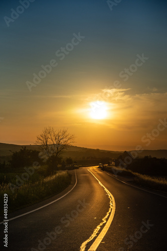 Sunset on a road in Bistrita  2021 Romania  2021  July