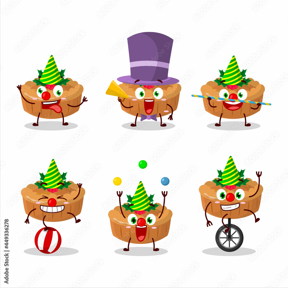 Cartoon character of pie christmas with various circus shows