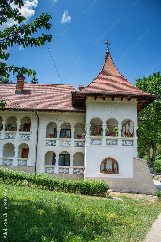Obraz premium Romania ,july 2021 Prislop Monastery from Hunedoara County - ,old architecture