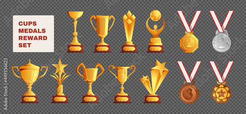 Cups Medals Transparent Set