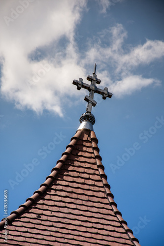 Prislop Monastery from Hunedoara County - Romania ,july 2021 ,cross on the roof