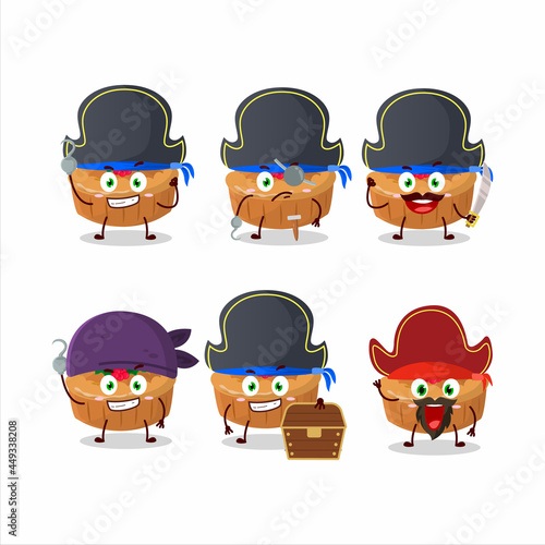 Cartoon character of pie christmas with various pirates emoticons