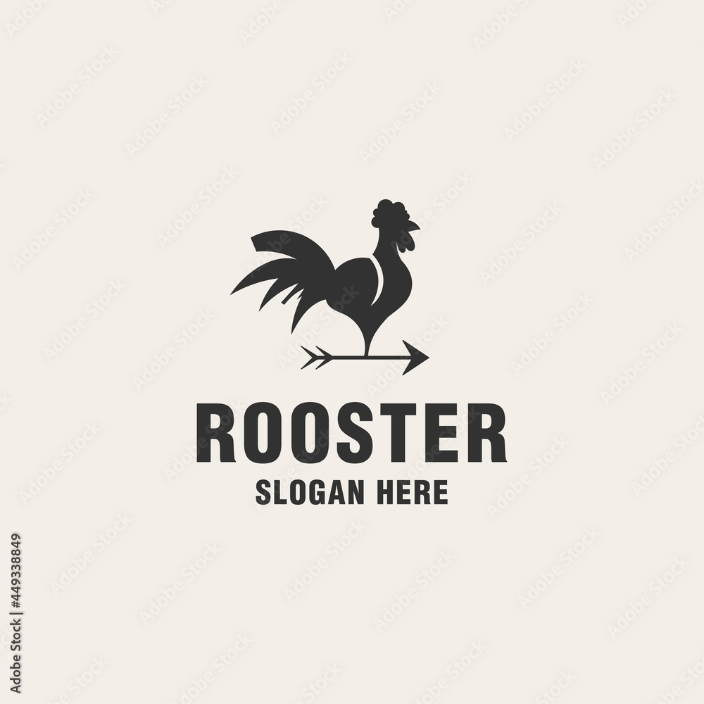 Obraz premium Rooster logo template on monogram style