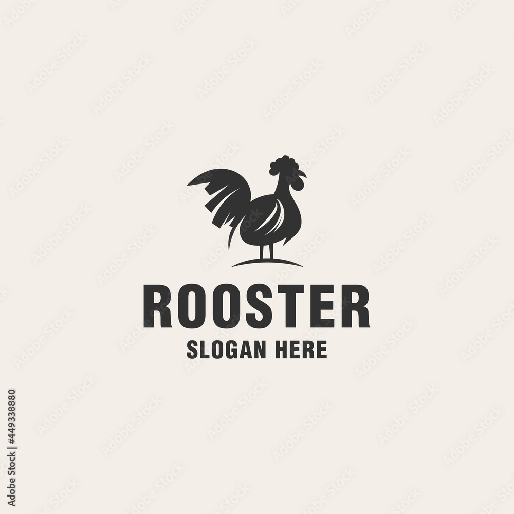 Fototapeta premium Rooster logo template on monogram style