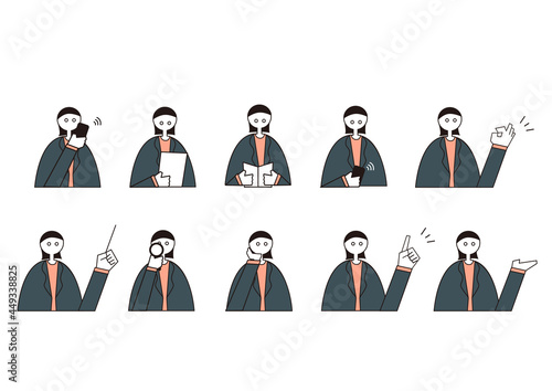 ピクトグラム風のビジネスマンの動作色々セット