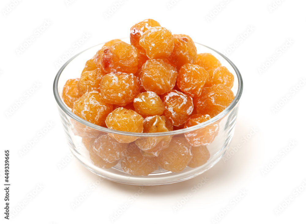 Dried apricot plum fruits(Preserved fruits or dried honey Chinese plum) on white background Dried apricot plum fruits(Preserved fruits or dried honey Chinese plum) on white background