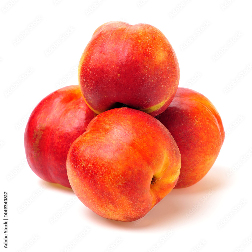 ripe peach on white background