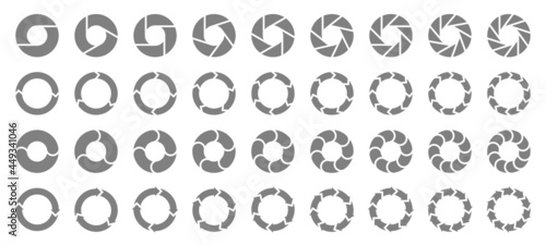 Set Tortendiagramme Pfeile Dunkelgrau