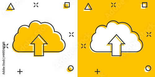 Vector cartoon cloud icon in comic style. Cloud sign illustration pictogram. Swarm business splash effect concept.
