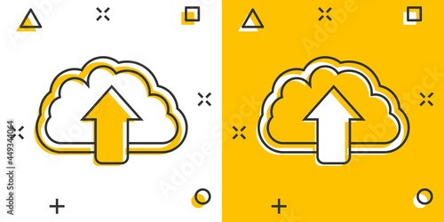 Vector cartoon cloud icon in comic style. Cloud sign illustration pictogram. Swarm business splash effect concept.