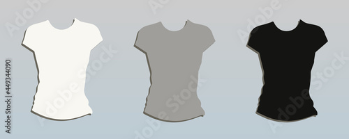 T-shirt vector set. Сasual wear, basic wardrobe, sportswear, template, shape for fashion design