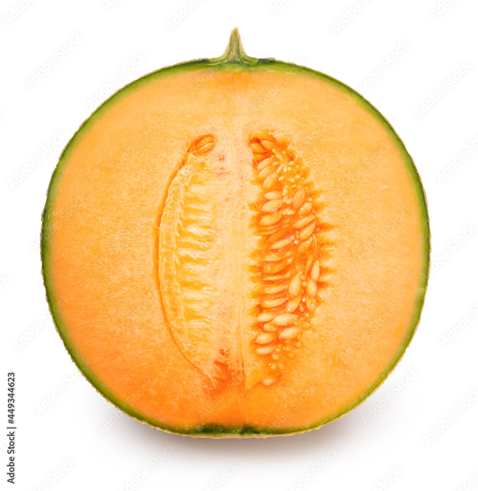 Yellow melon or cantaloupe melon with seeds isolated on white background, US Muskmelon on white background With clipping path. Yellow melon or cantaloupe melon with seeds isolated on white background, US Muskmelon on white background With clipping path.
