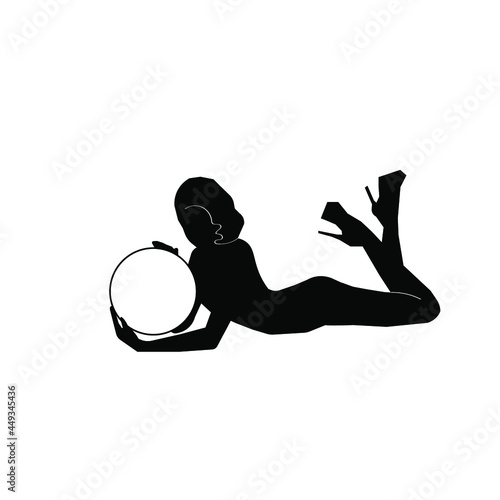 vector image of a woman in a beautiful pose with the sun in the palms