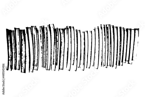 Grunge background, brushstroke.Abstract distress ink texture.Hand-drawn gouache paint strip,smear with roughness and scuffs.Art element for design.Isolated. Vector illustration