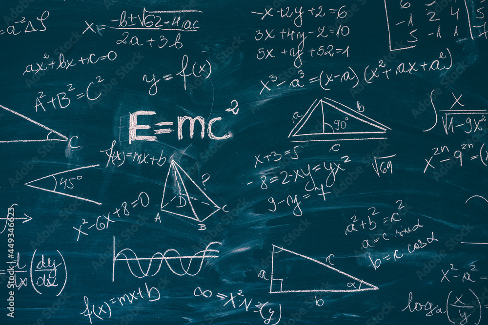Blackboard with math lesson written on it Blackboard with math lesson written on it